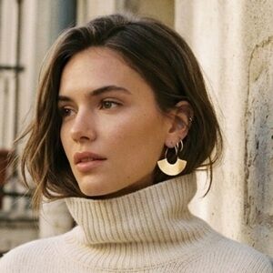 Gold Fan Hoop Earrings